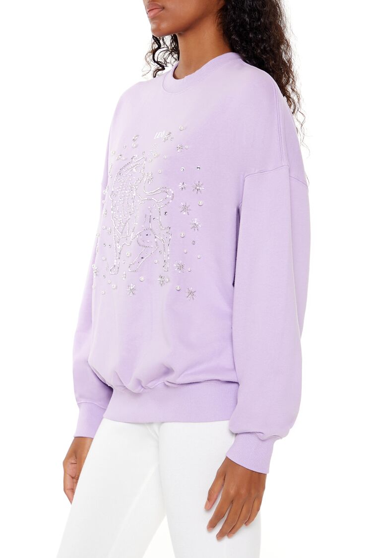  Forever 21 Beaded Leo Pullover - lavender multi - Bonton
