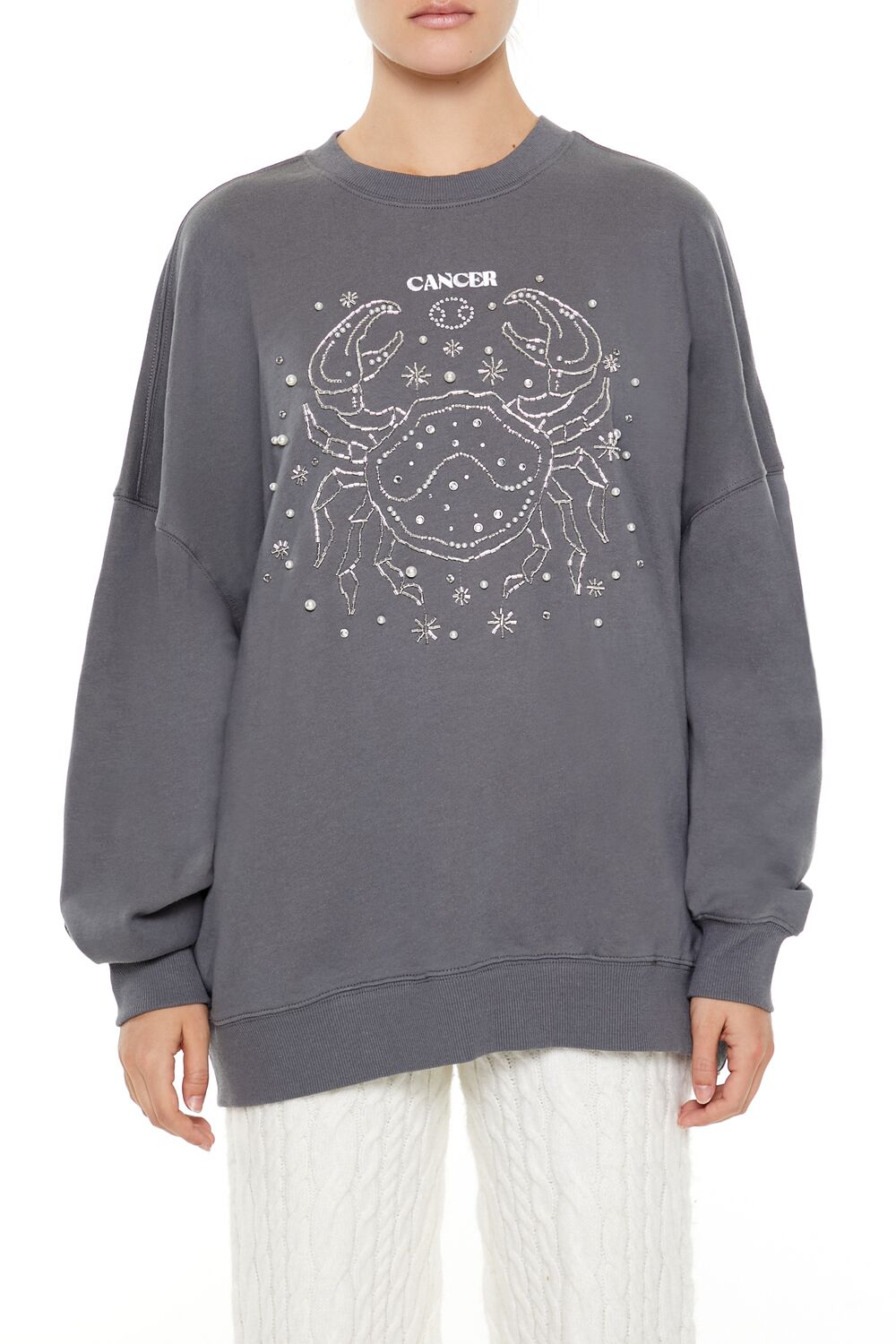  Forever 21 Beaded Cancer Pullover - dark grey multi - Bonton