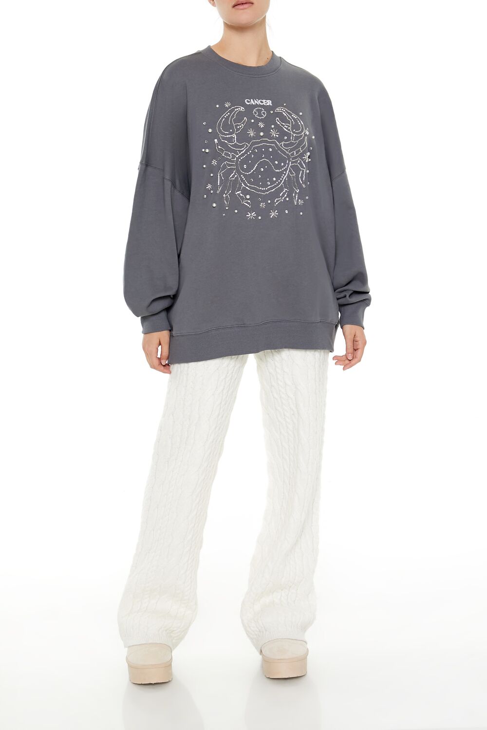  Forever 21 Beaded Cancer Pullover - dark grey multi - Bonton