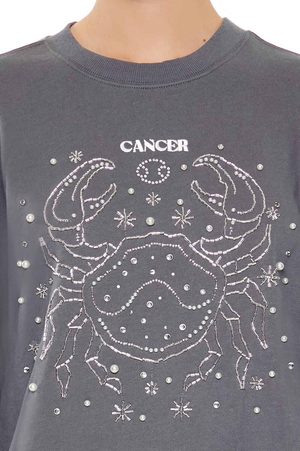  Forever 21 Beaded Cancer Pullover - dark grey multi - Bonton