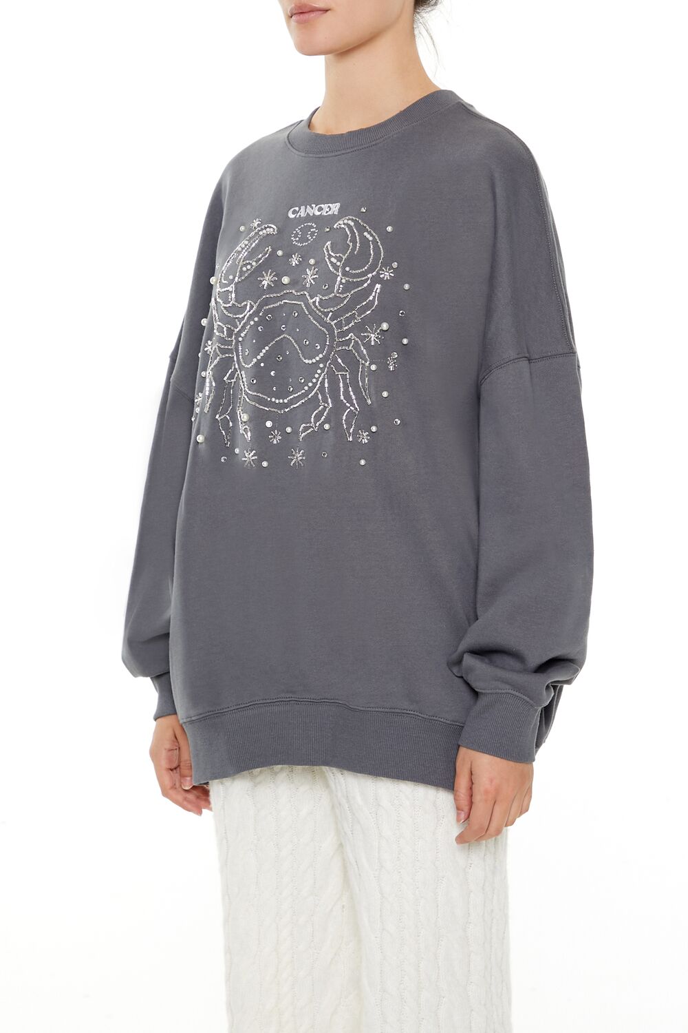  Forever 21 Beaded Cancer Pullover - dark grey multi - Bonton