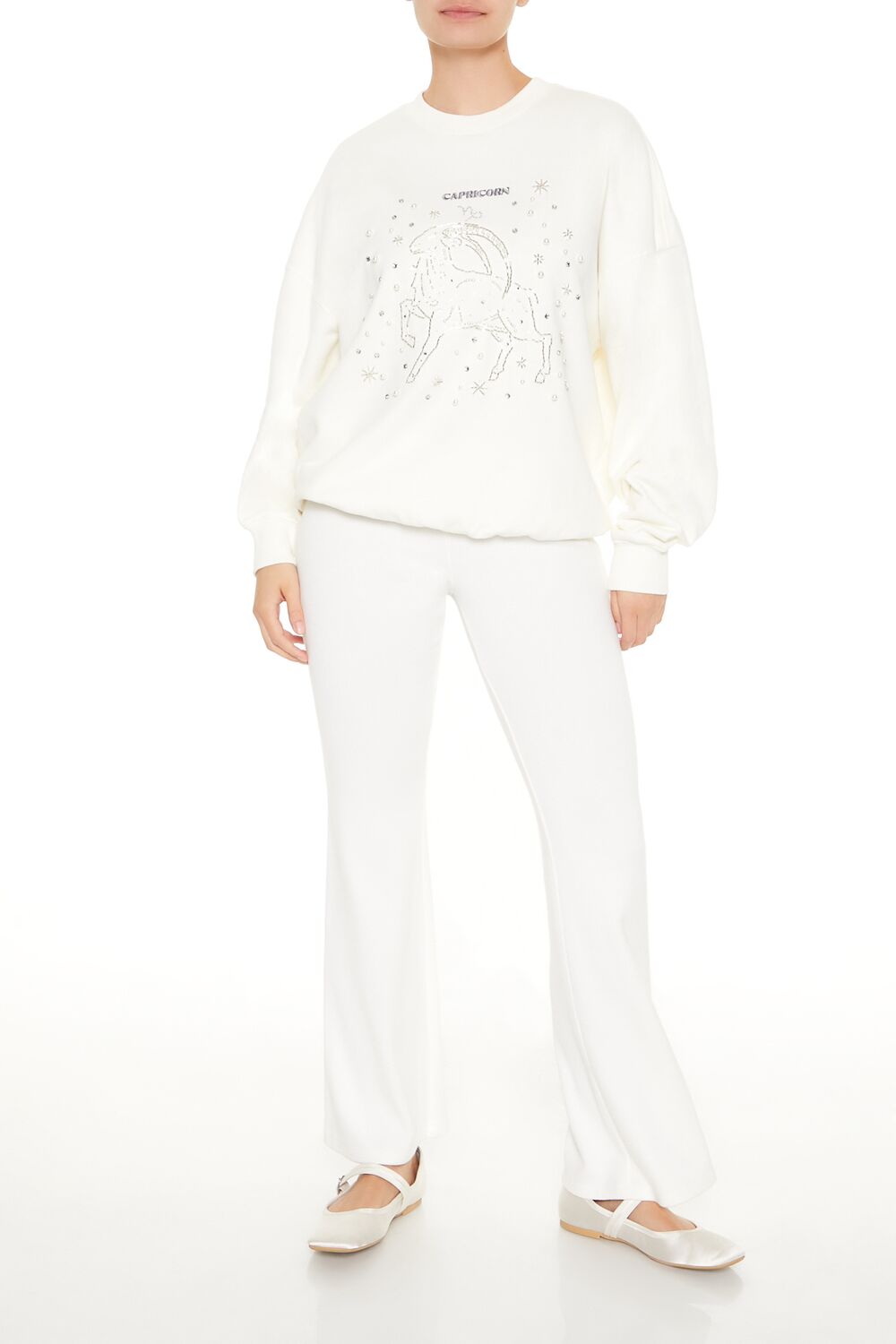  Forever 21 Beaded Capricorn Pullover - white multi - Bonton