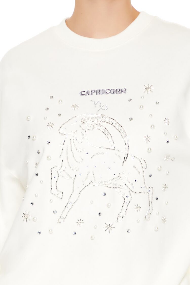  Forever 21 Beaded Capricorn Pullover - white multi - Bonton