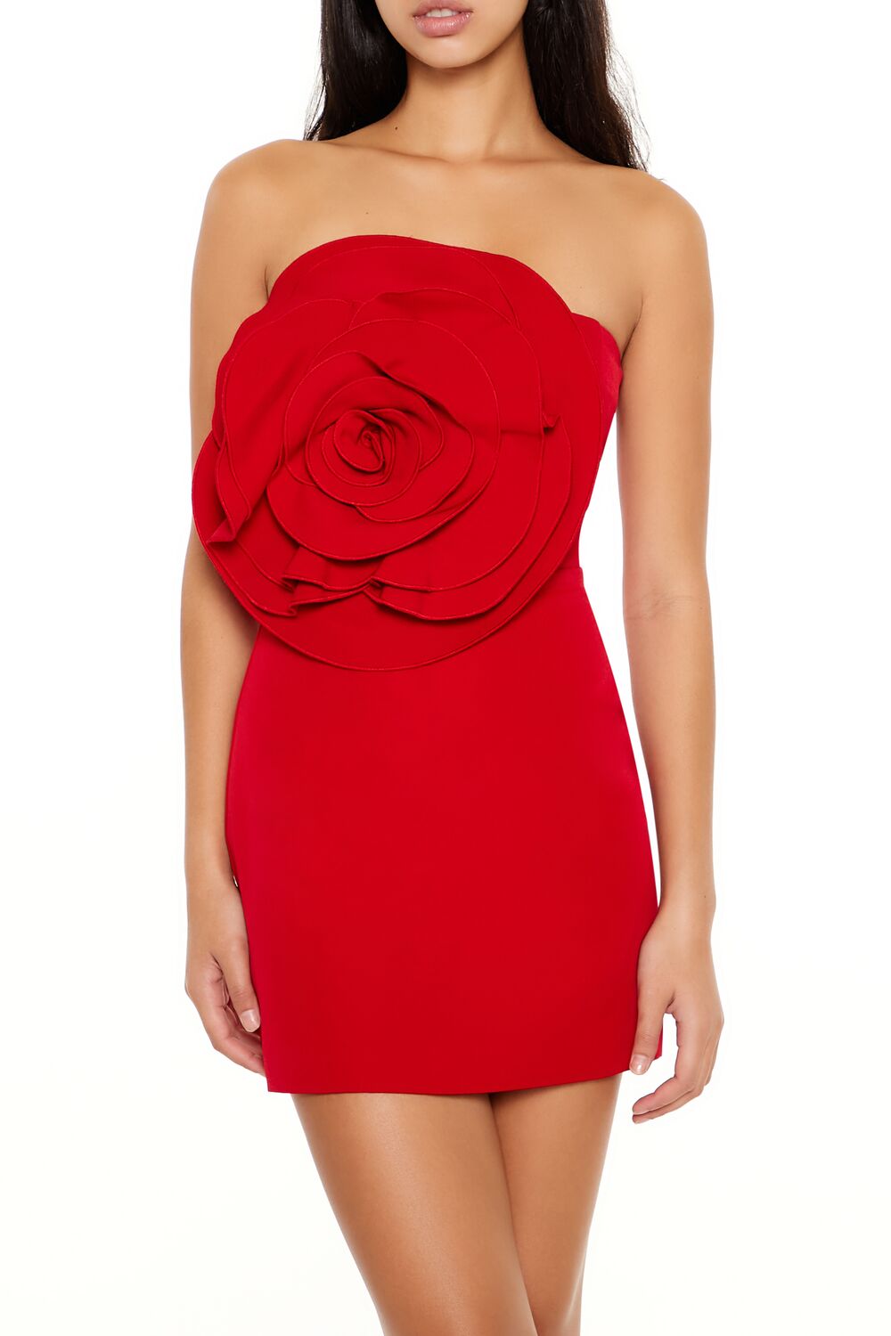  Forever 21 Rosette Mini Tube Dress - red-swatch - Bonton