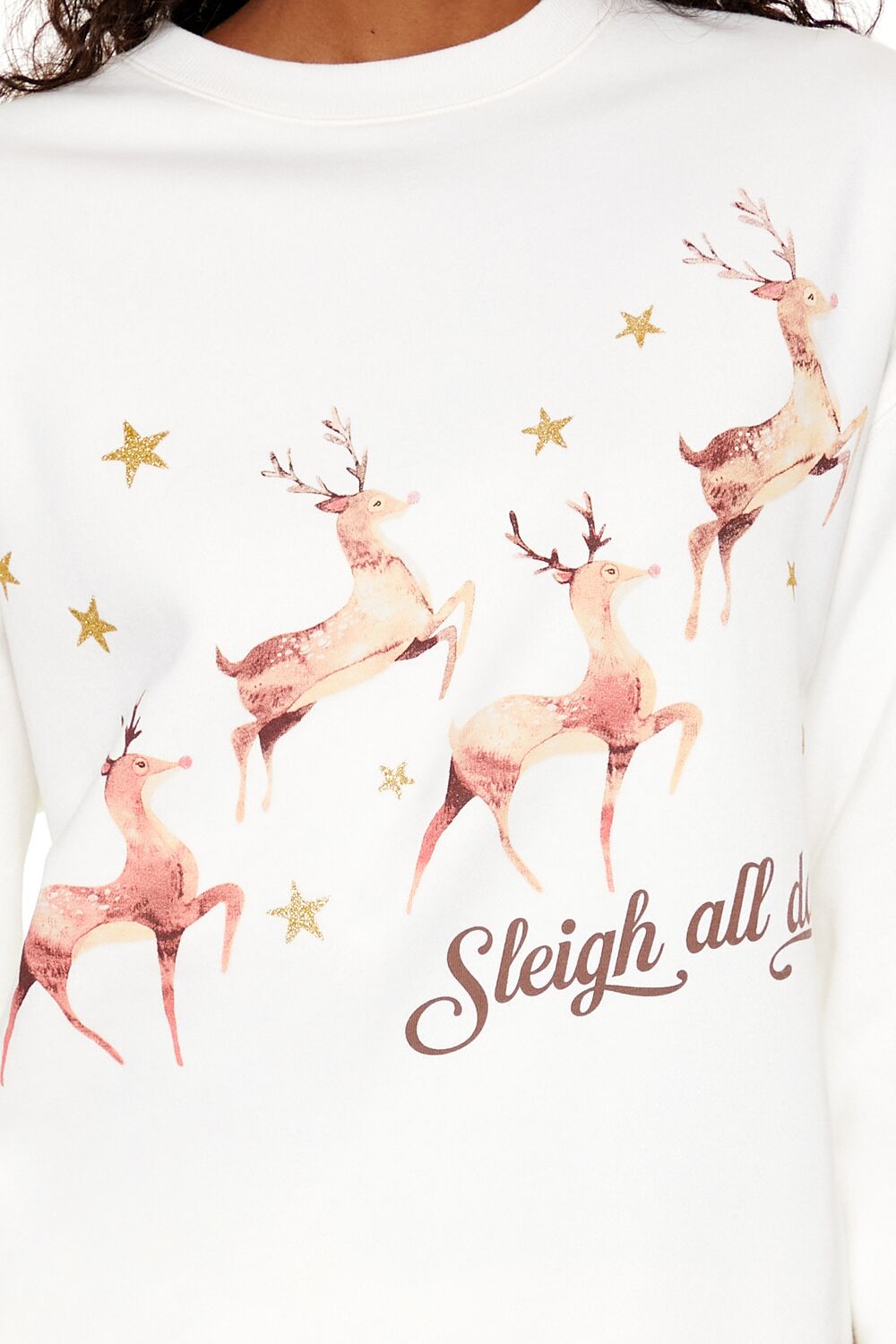  Forever 21 Sleigh All Day Reindeer Pullover - egret multi - Bonton