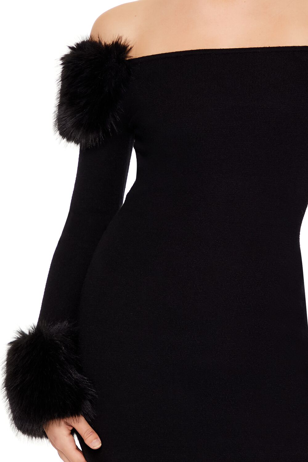  Forever 21 Off-the-Shoulder Mini Sweater Dress - black-swatch - Bonton