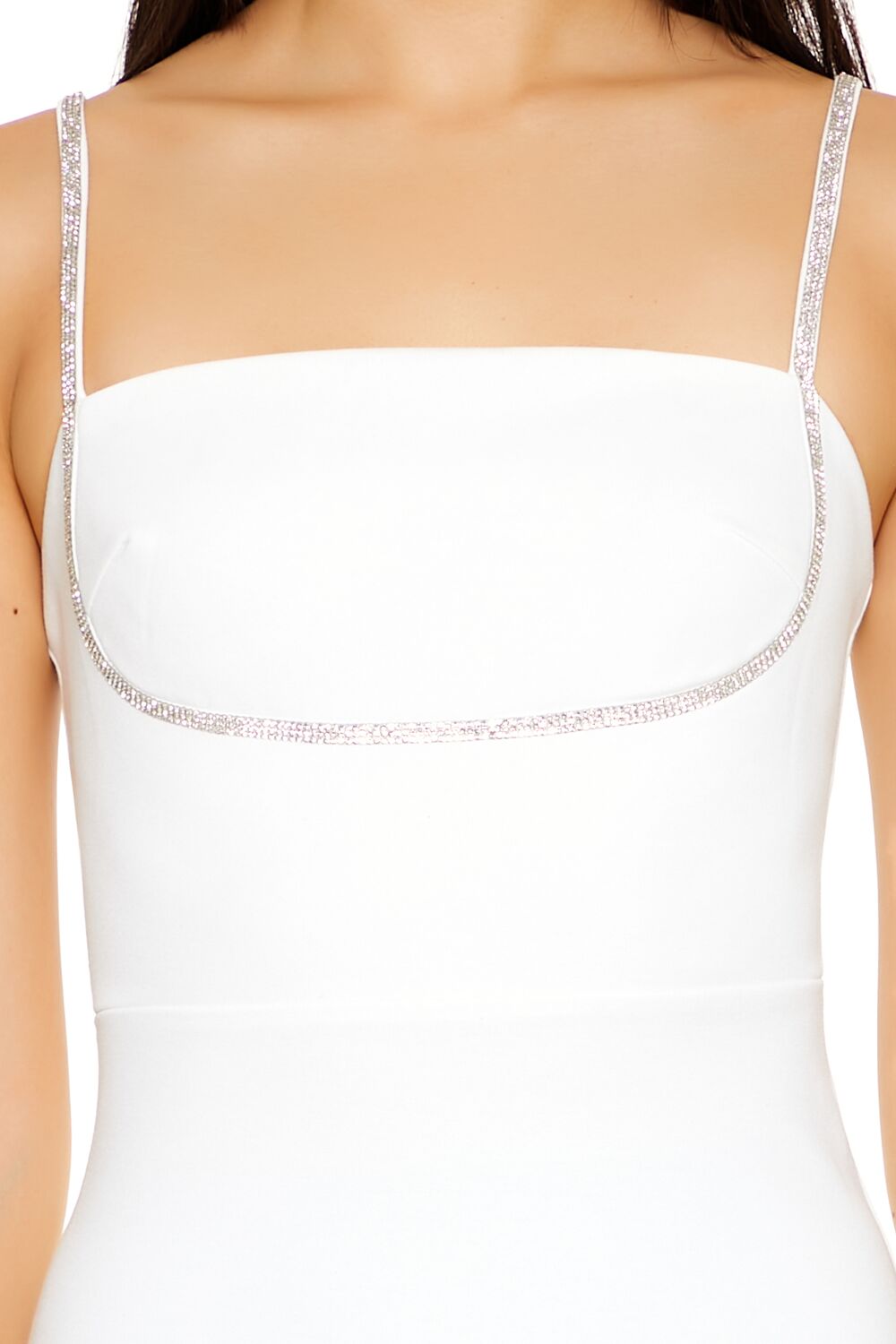  Forever 21 Rhinestone-Trim Cami Mini Dress - white - Bonton