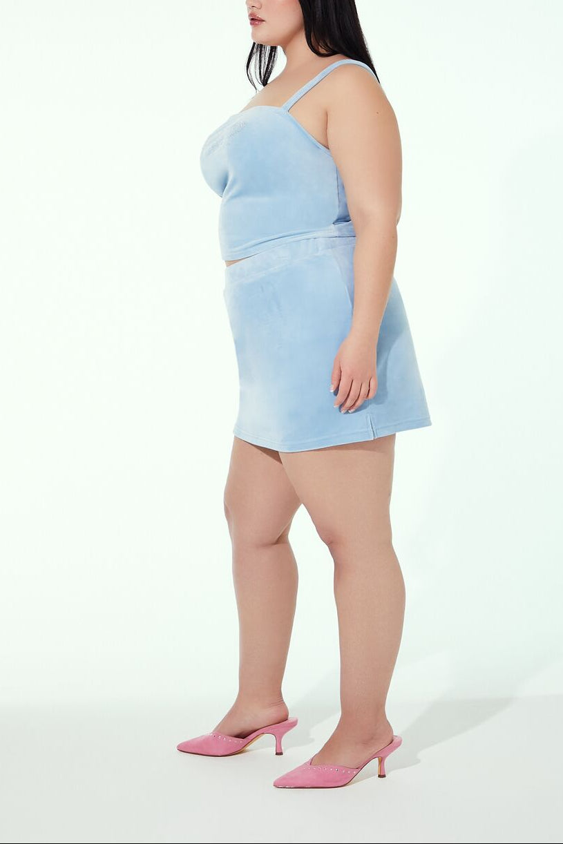  Forever 21 Plus Size Juicy Couture Mini Skirt - blue-water - Bonton