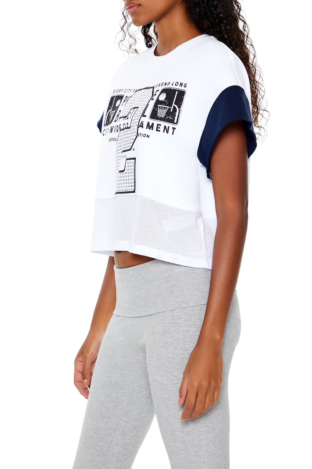  Forever 21 Fleece 2 Graphic Cropped Tee - white multi - Bonton