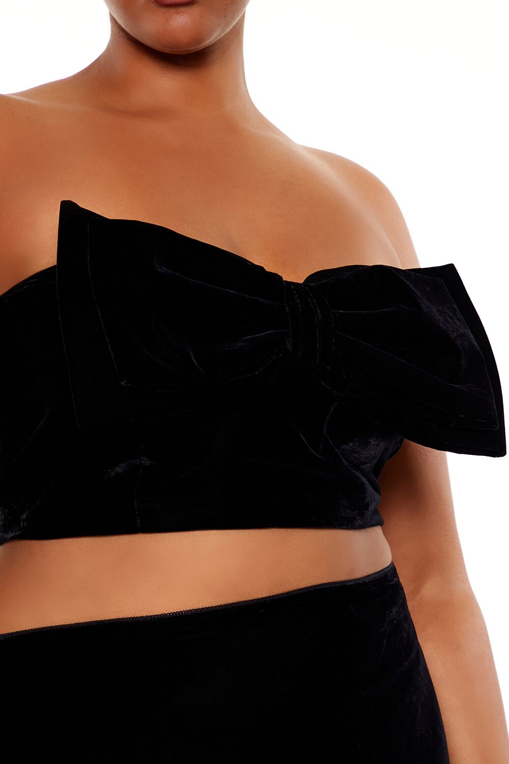  Forever 21 Plus Size Velvet Bow Tube Top - black - Bonton