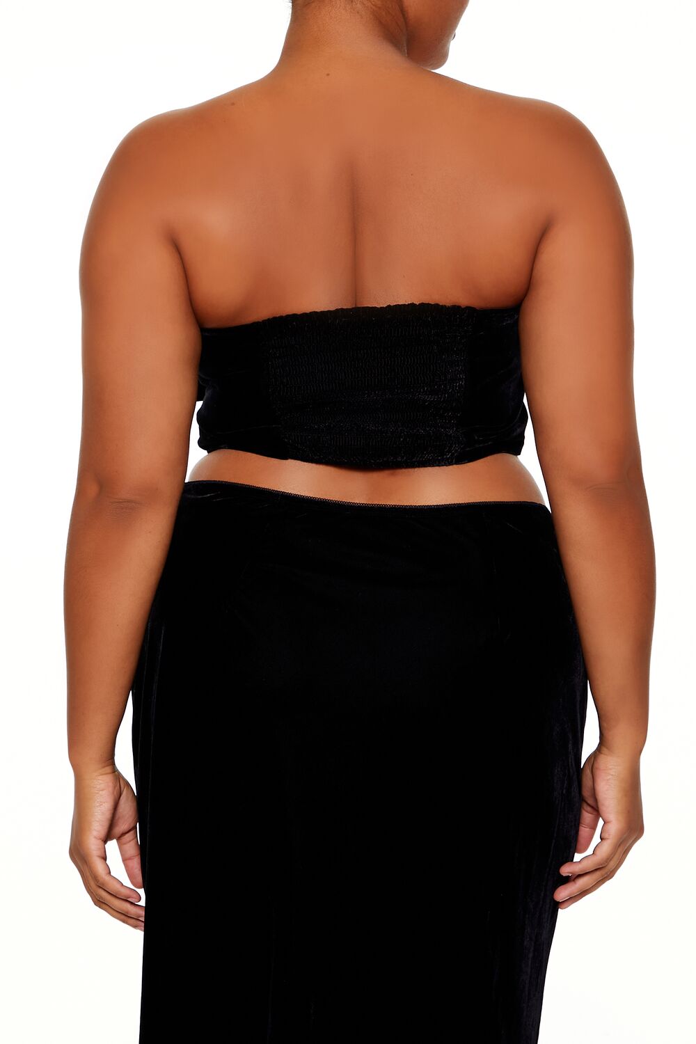  Forever 21 Plus Size Velvet Bow Tube Top - black - Bonton