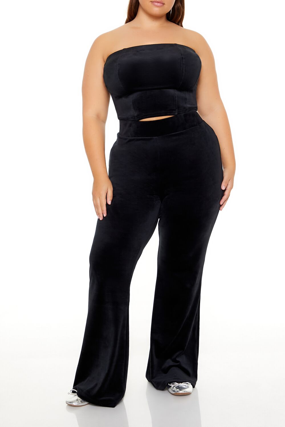 Forever 21 Plus Size Velour Cropped Tube Top - black - Bonton