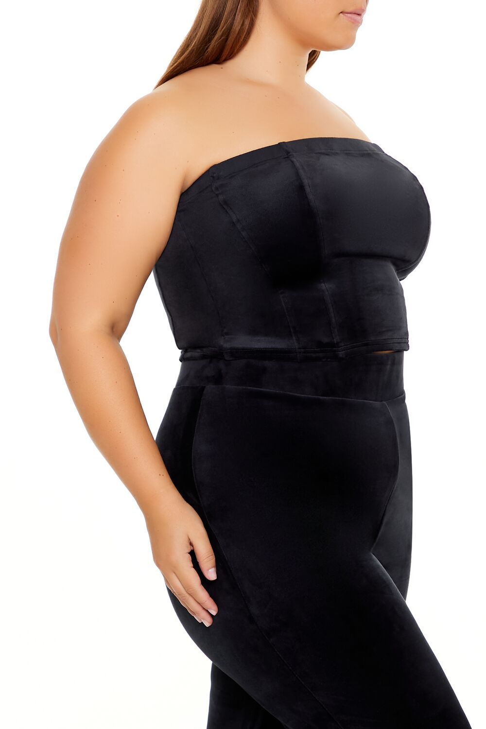  Forever 21 Plus Size Velour Cropped Tube Top - black - Bonton