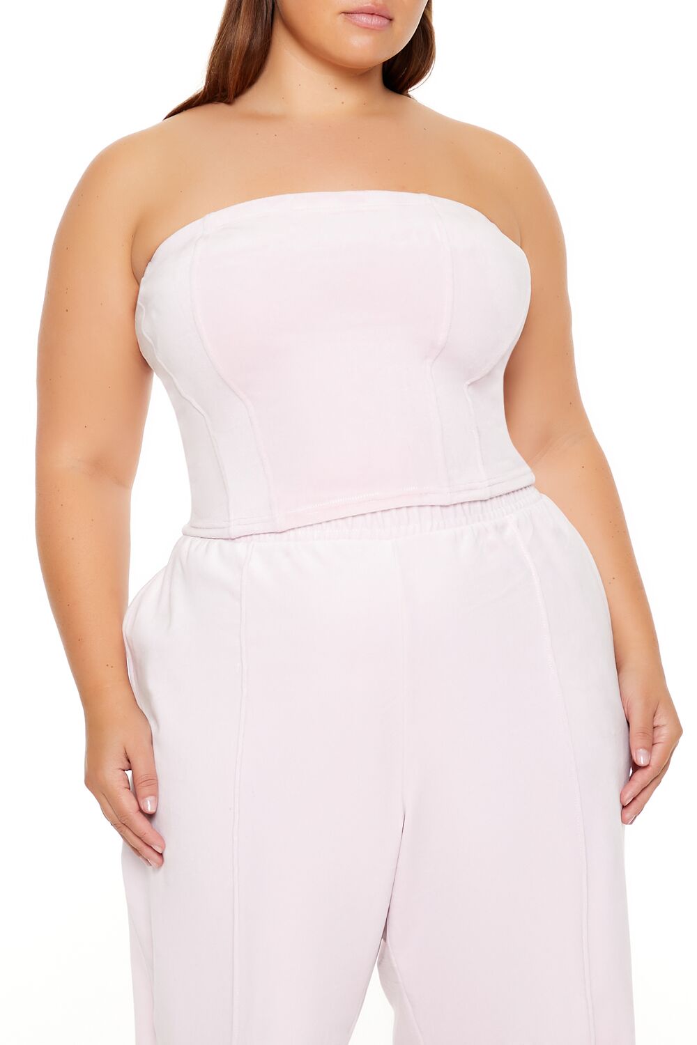  Forever 21 Plus Size Velour Cropped Tube Top - black - Bonton