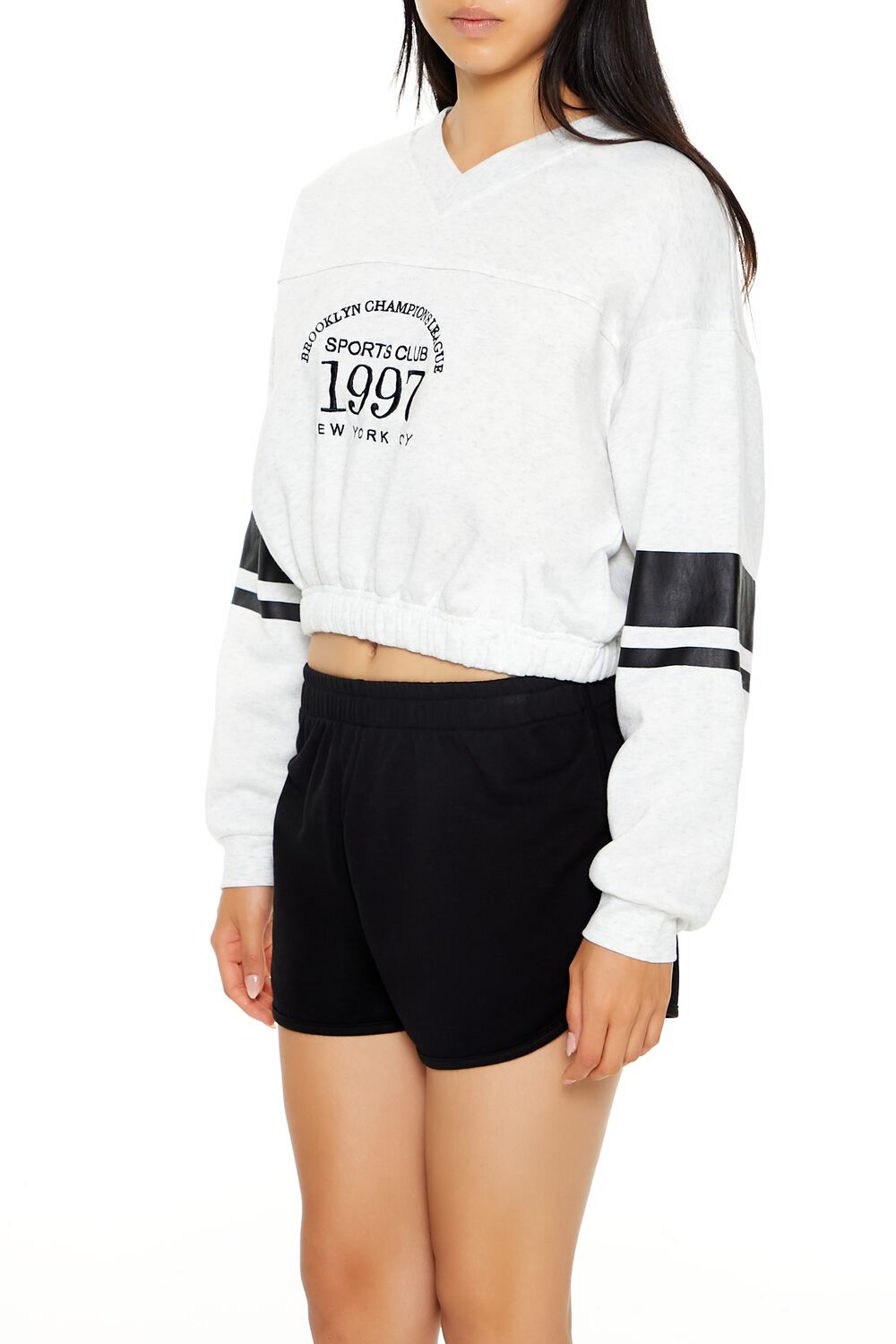  Forever 21 Brooklyn Champions League Pullover - heather grey multi - Bonton