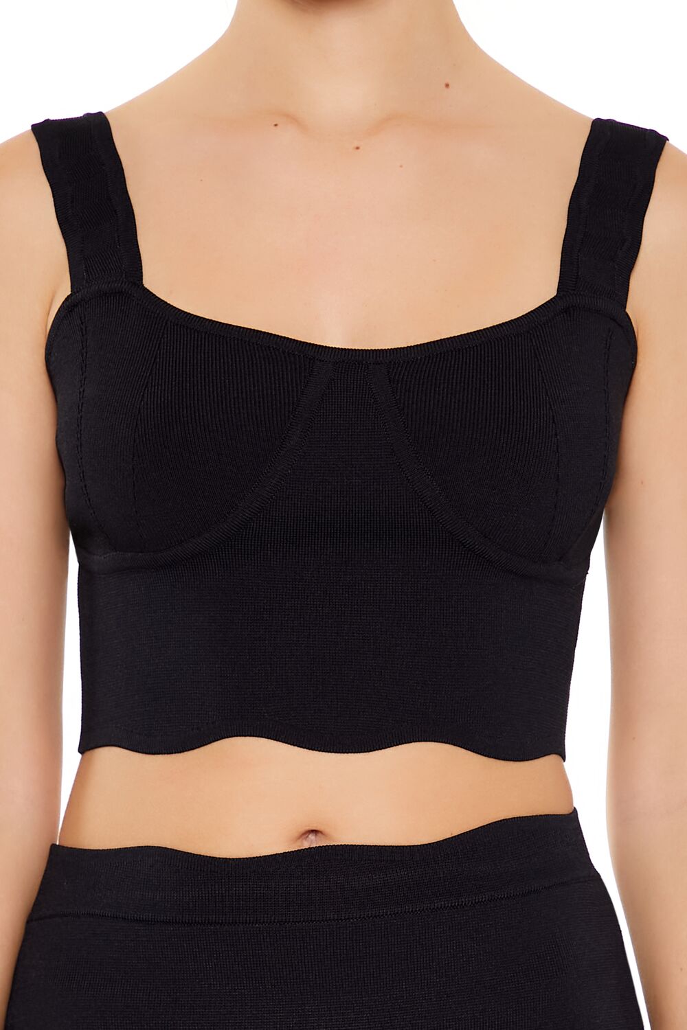  Forever 21 Sweater-Knit Bustier Crop Top - black - Bonton
