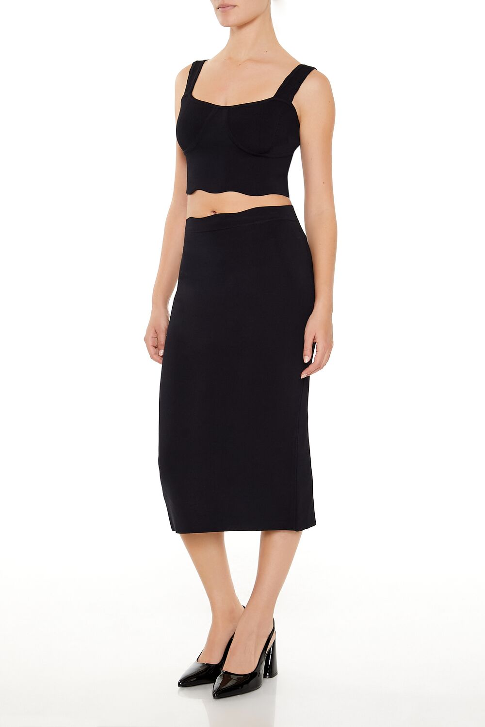  Forever 21 Sweater-Knit Midi Skirt - espresso - Bonton