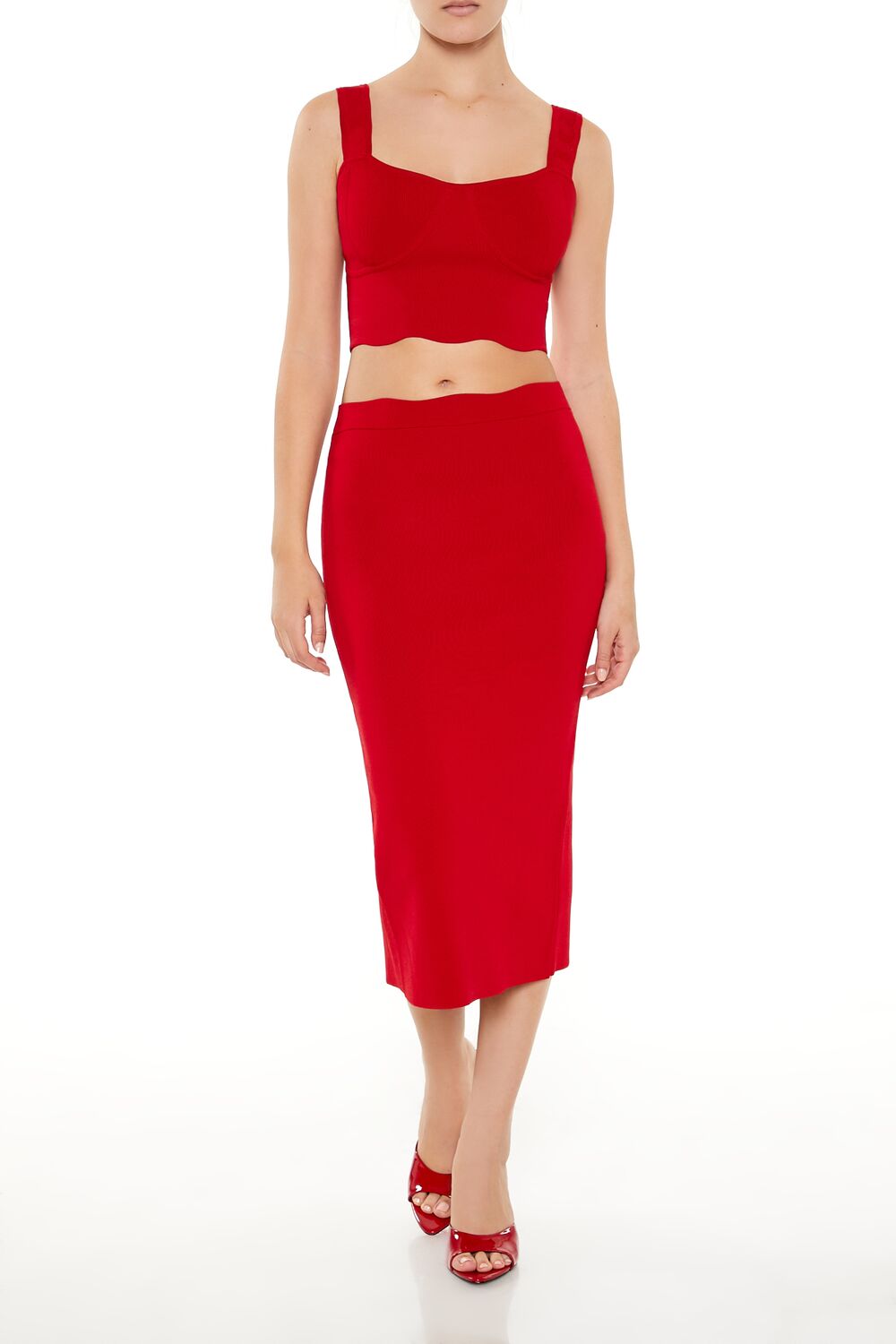  Forever 21 Sweater-Knit Midi Skirt - espresso - Bonton