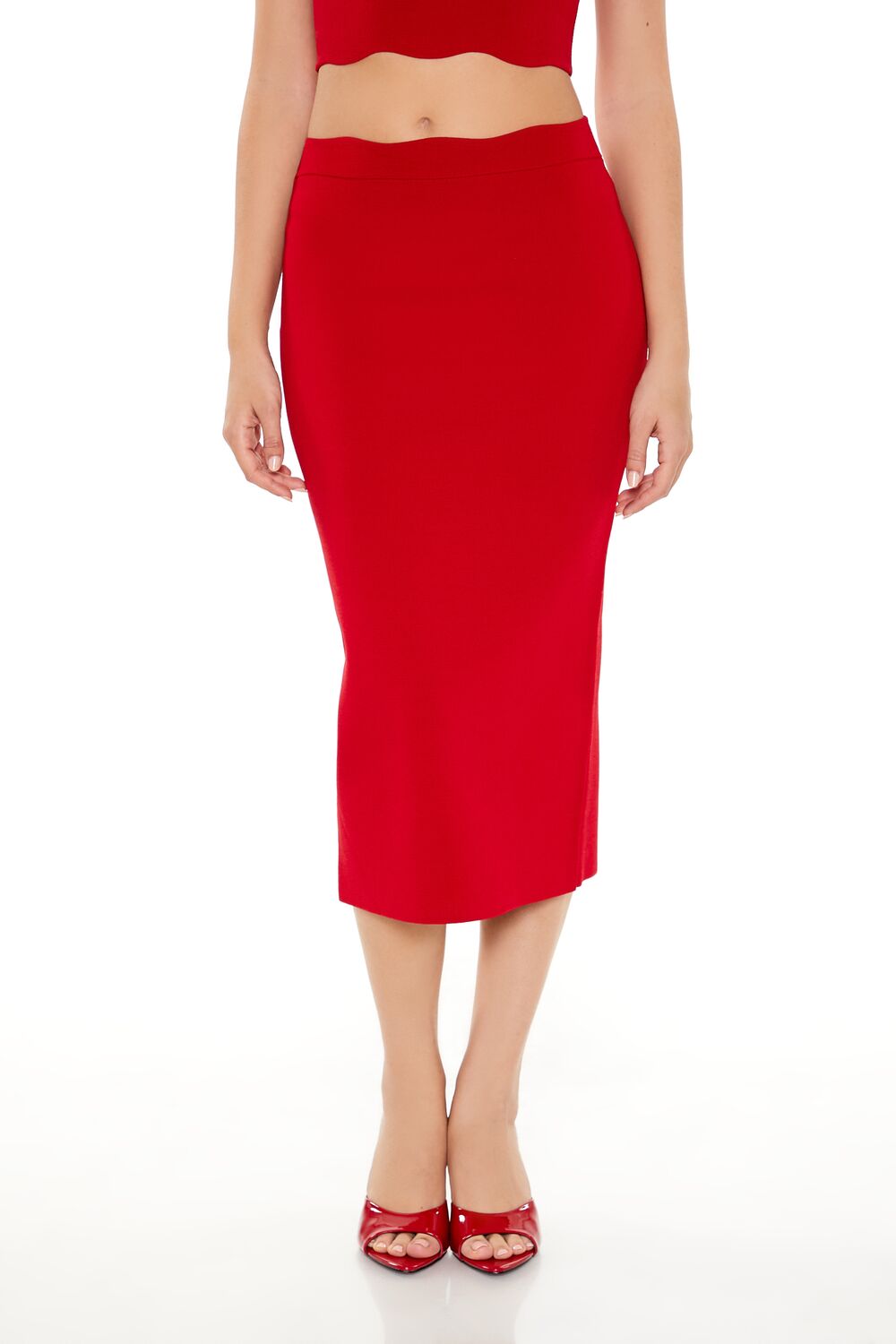  Forever 21 Sweater-Knit Midi Skirt - espresso - Bonton