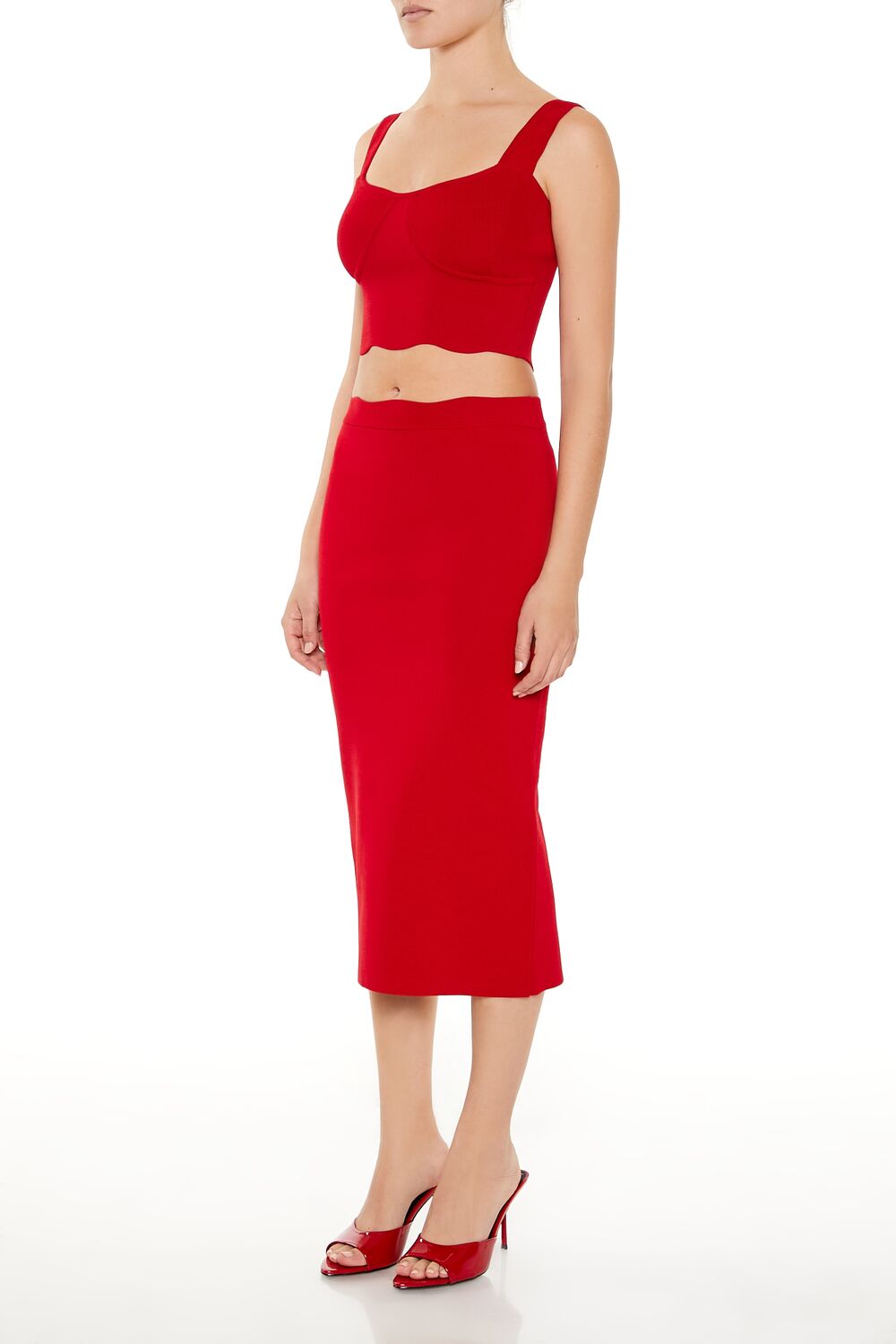  Forever 21 Sweater-Knit Midi Skirt - espresso - Bonton
