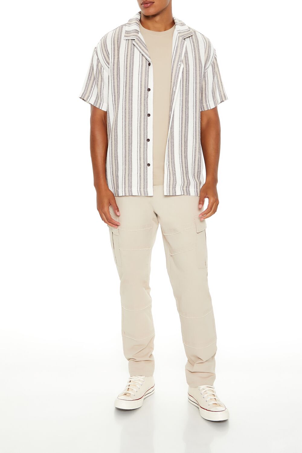  Forever 21 Textured Striped Shirt - brown multi - Bonton