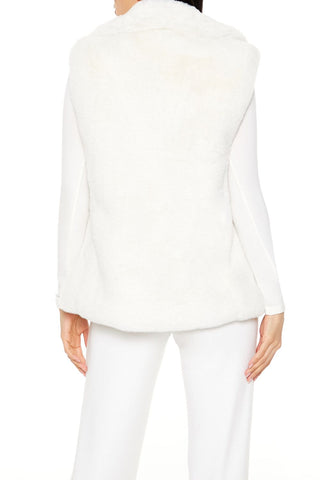Notched Faux Fur Vest