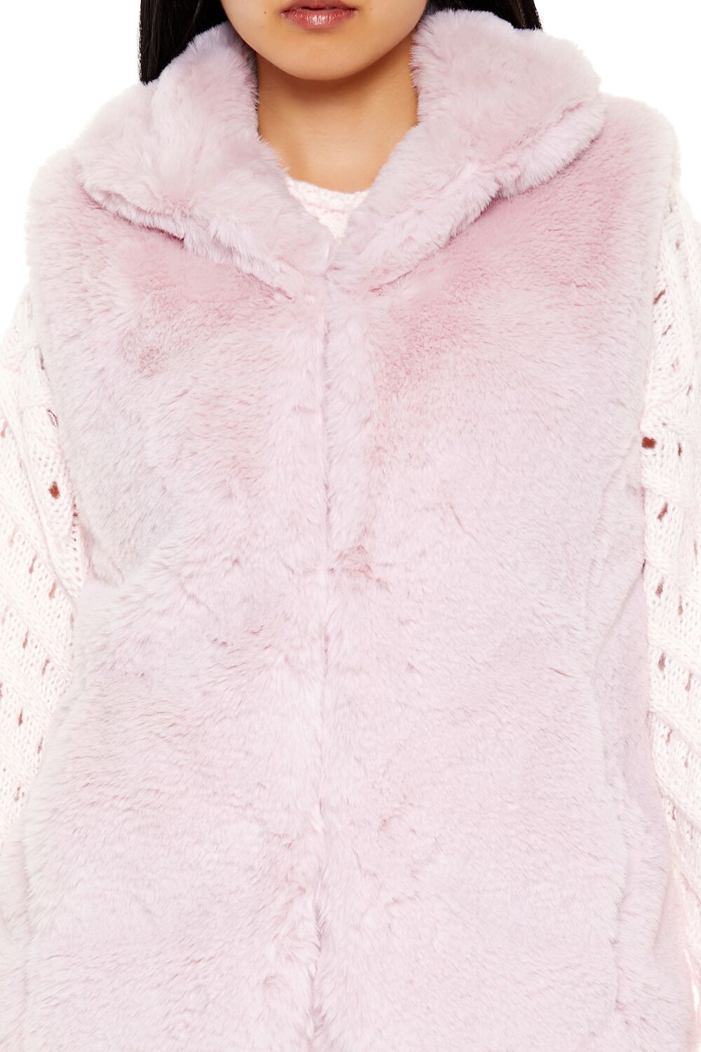  Forever 21 Notched Faux Fur Vest - blossom - Bonton