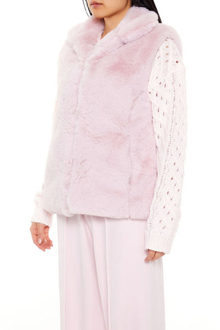 Notched Faux Fur Vest