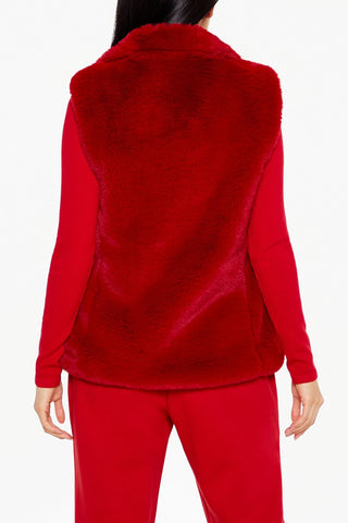 Notched Faux Fur Vest
