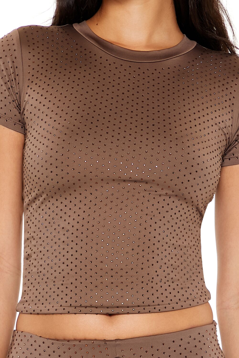  Forever 21 Contour Sculpt Rhinestone Tee - black - Bonton
