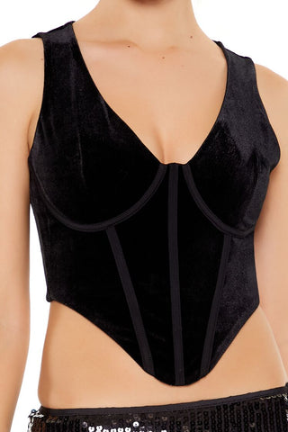Velvet Bustier Cropped Tank Top