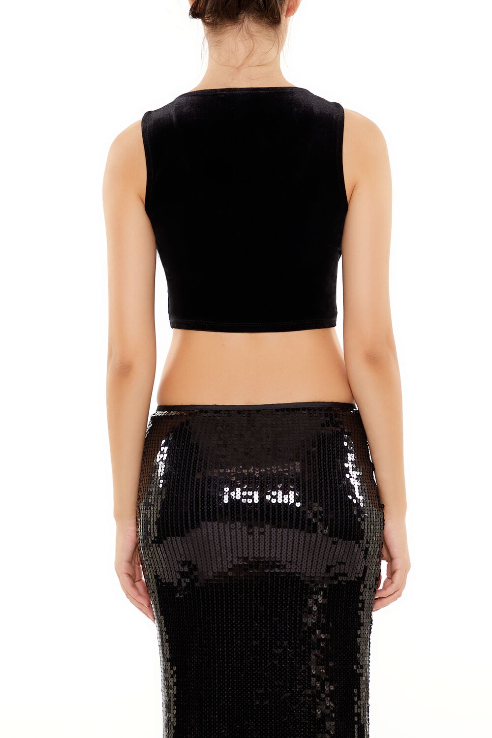  Forever 21 Velvet Bustier Cropped Tank Top - black - Bonton