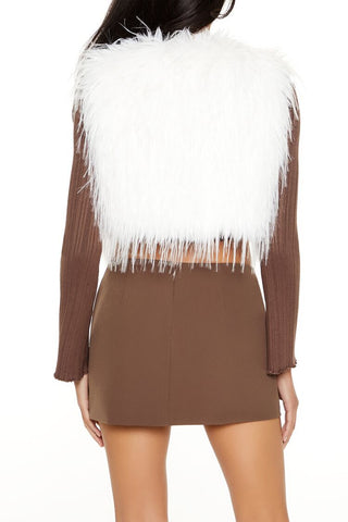 Shaggy Faux Fur Cropped Vest