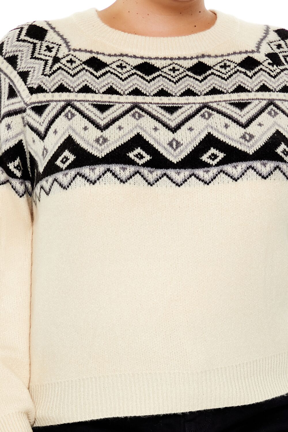  Forever 21 Plus Size Geo Print Sweater - cream black - Bonton