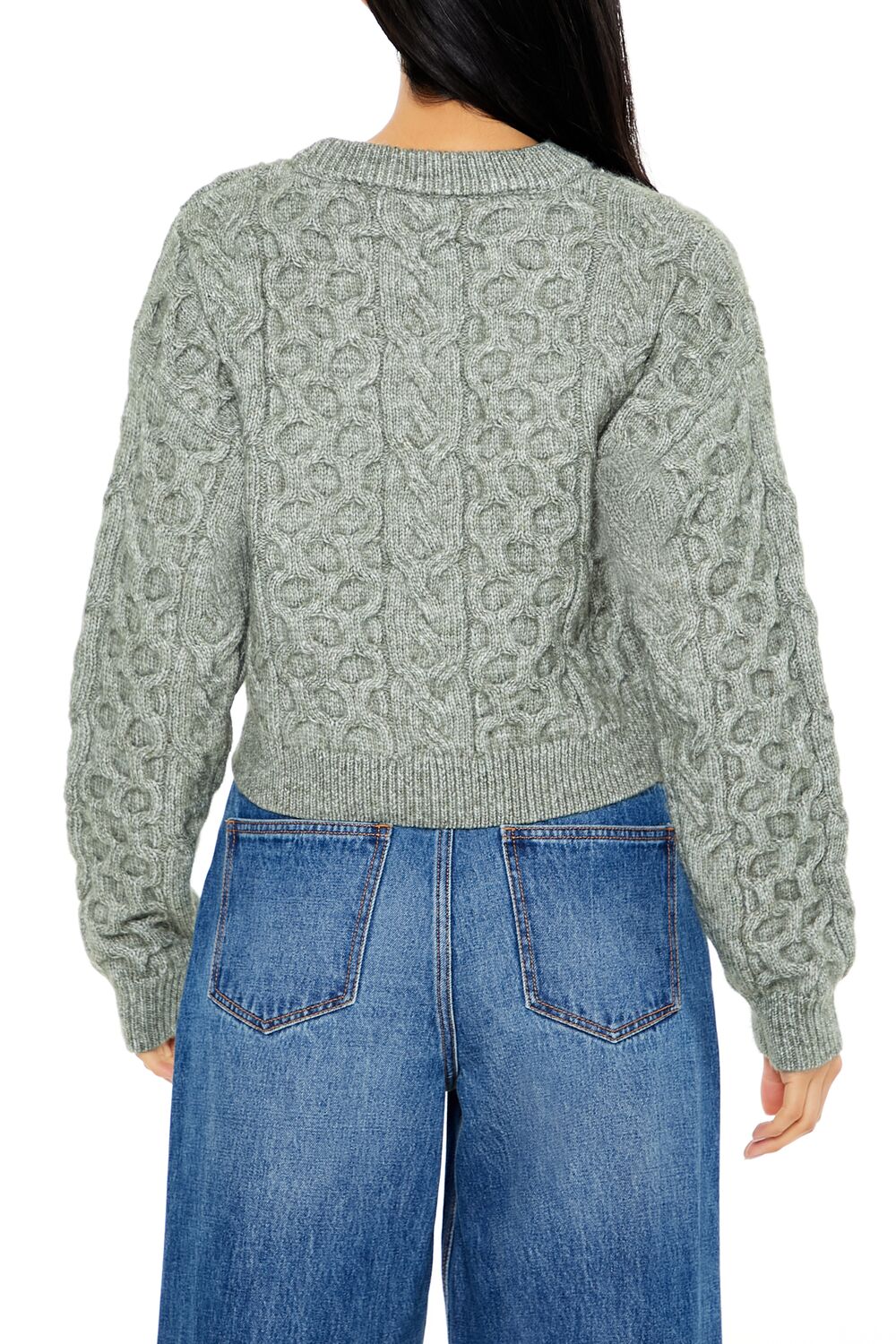  Forever 21 Cable & Honeycomb Knit Sweater - black - Bonton
