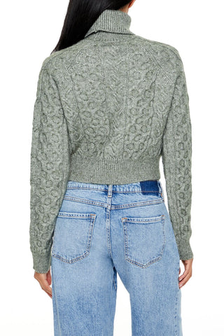 Cropped Cable Knit Turtleneck Sweater