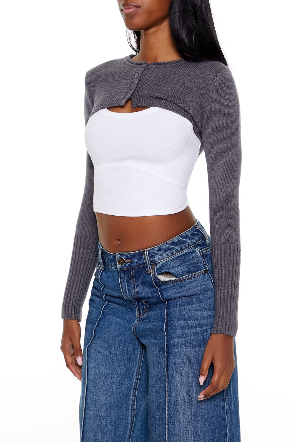  Forever 21 Shrug Cardigan Sweater - black - Bonton
