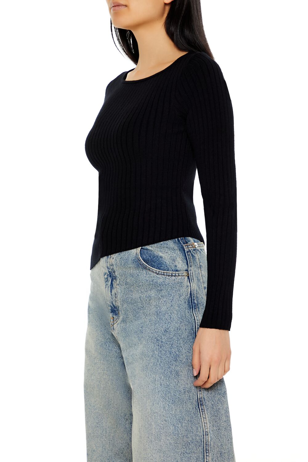  Forever 21 Asymmetrical Ribbed Knit Sweater - peony - Bonton