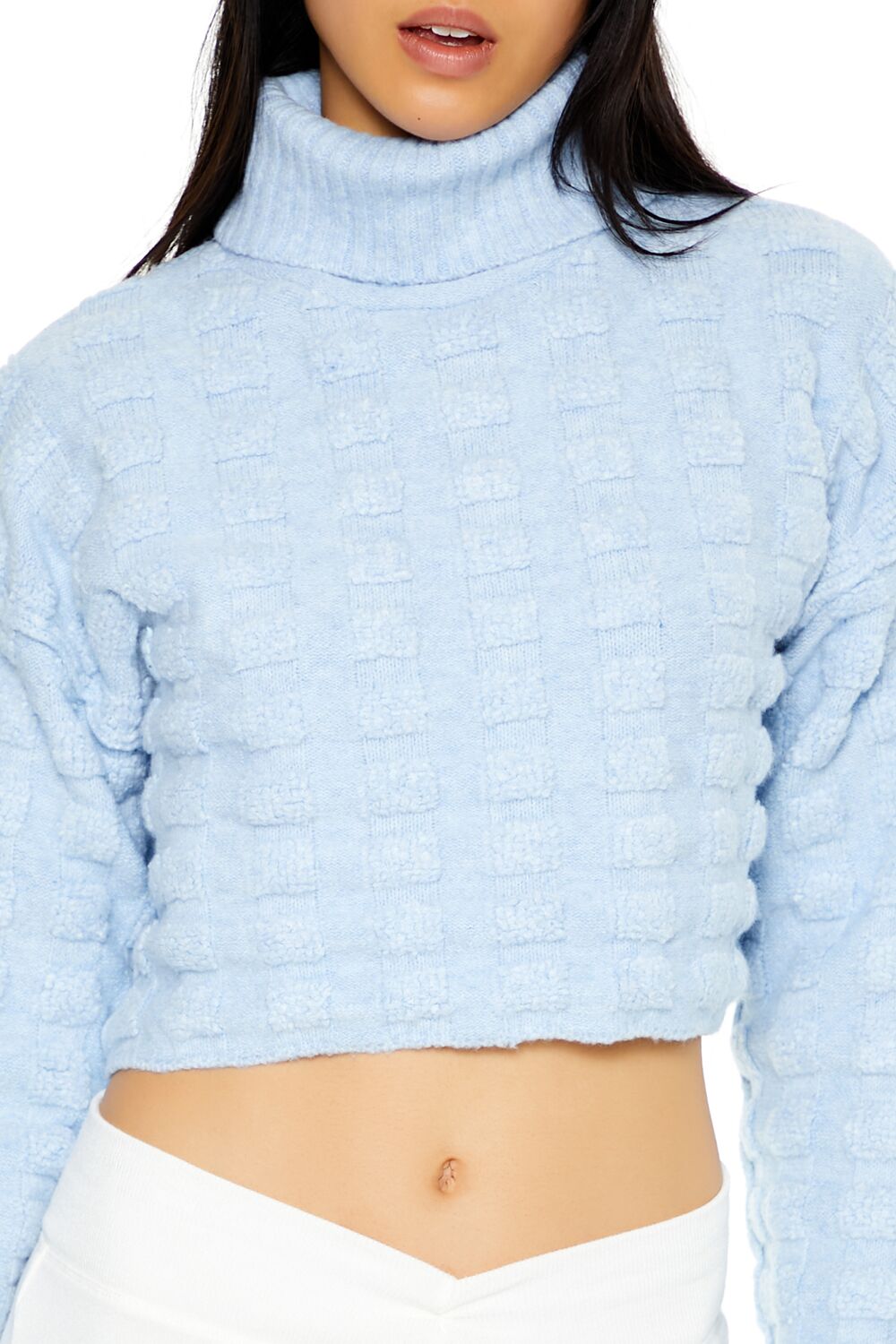  Forever 21 Textured Turtleneck Sweater - light blue - Bonton