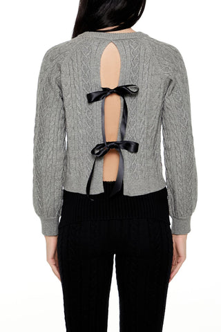 Bow Cable Knit Sweater