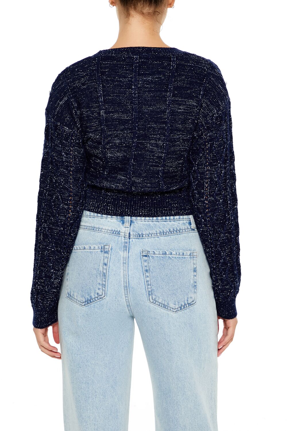  Forever 21 Glitter Knit Rhinestone Sweater - dark blue - Bonton