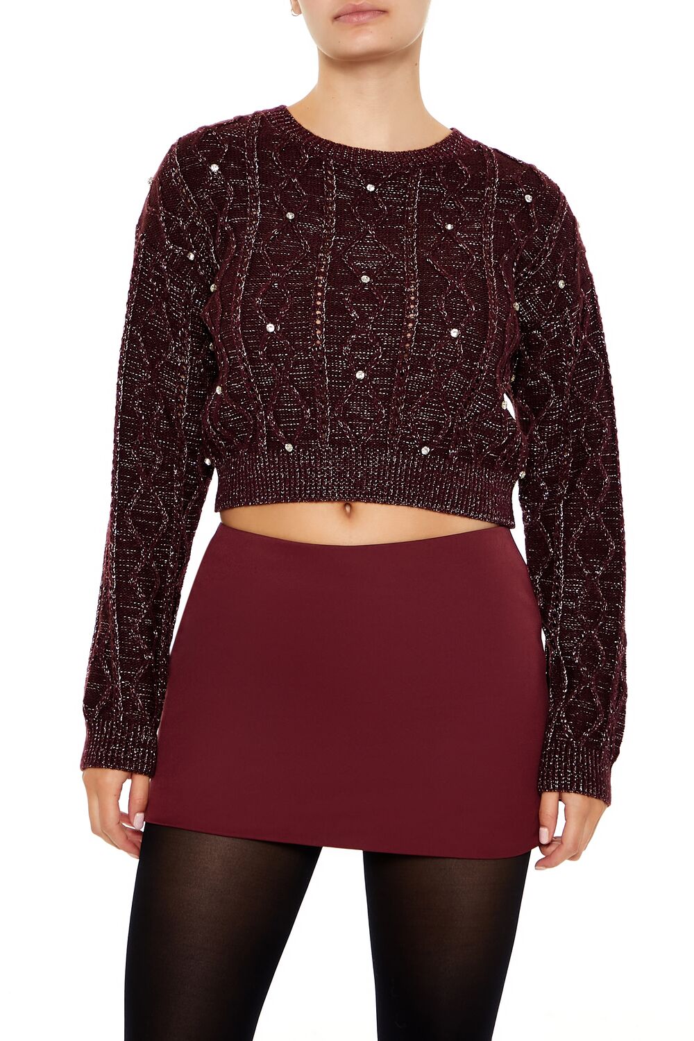  Forever 21 Glitter Knit Rhinestone Sweater - dark blue - Bonton