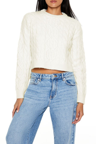 Cropped Cable Knit Sweater