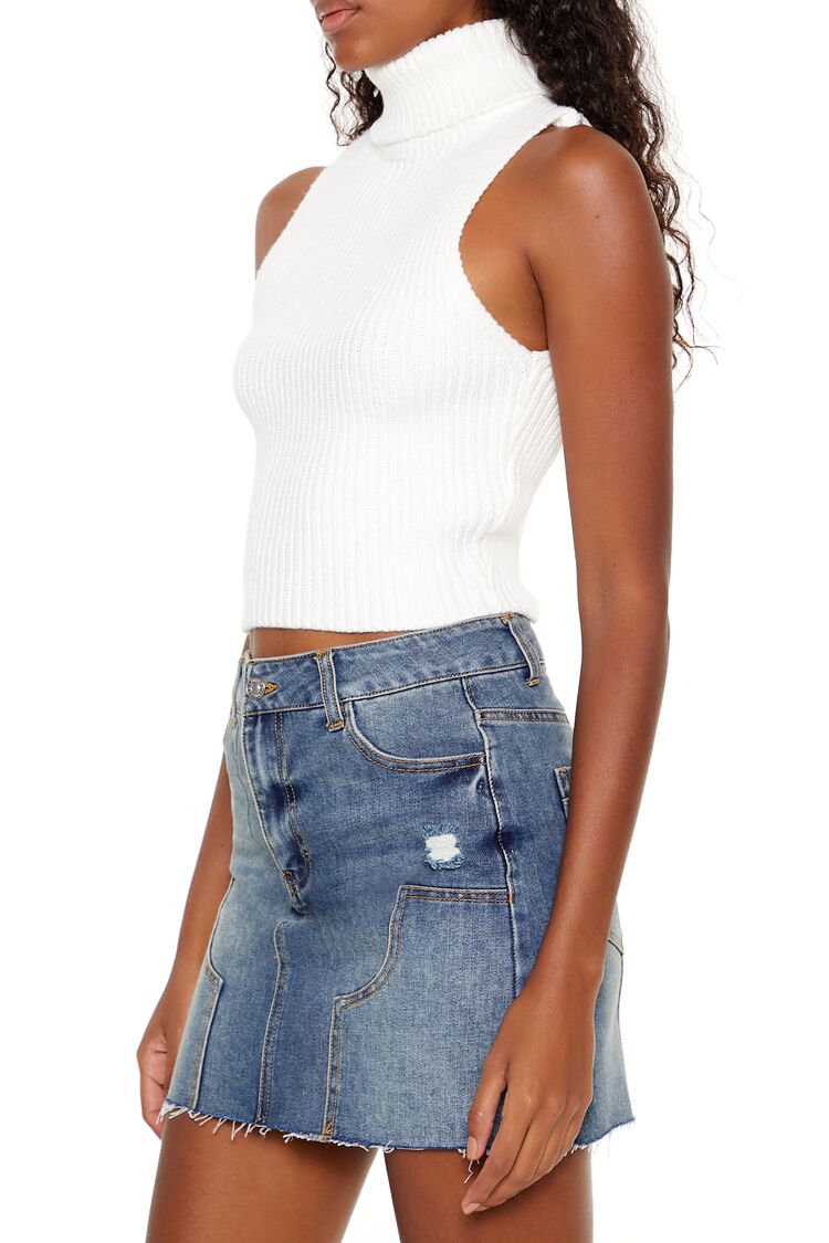  Forever 21 Turtleneck Sweater-Knit Tank Top - egret - Bonton
