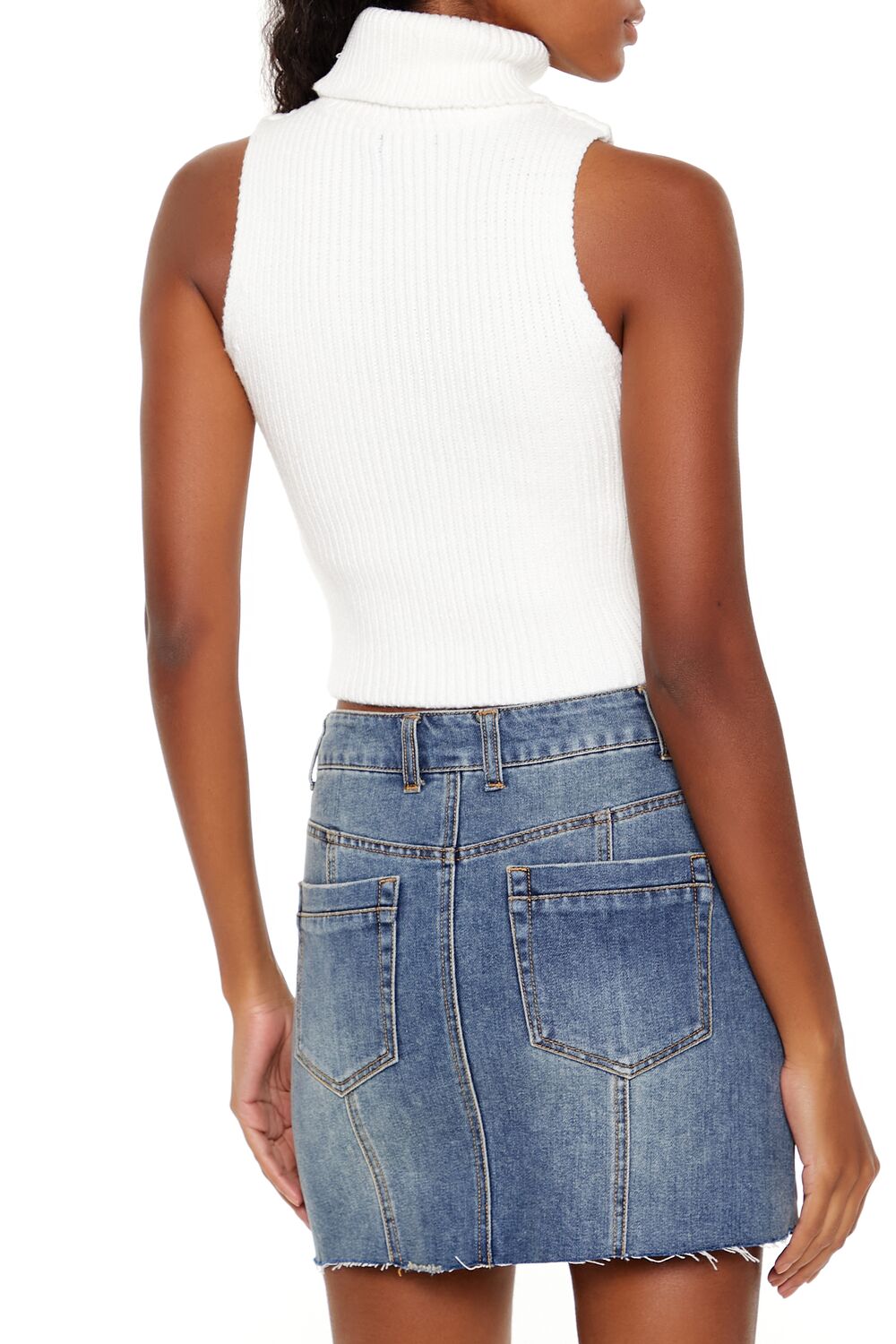  Forever 21 Turtleneck Sweater-Knit Tank Top - egret - Bonton