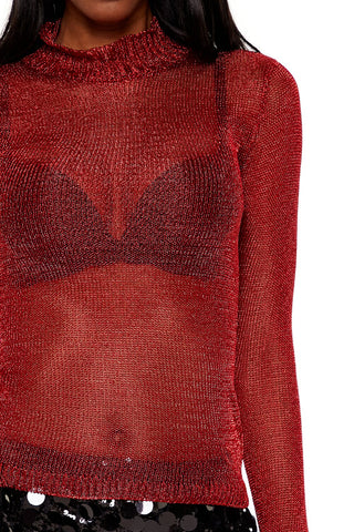 Sheer Glitter Turtleneck Sweater