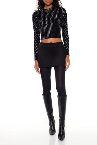 Rhinestone Cropped Sweater