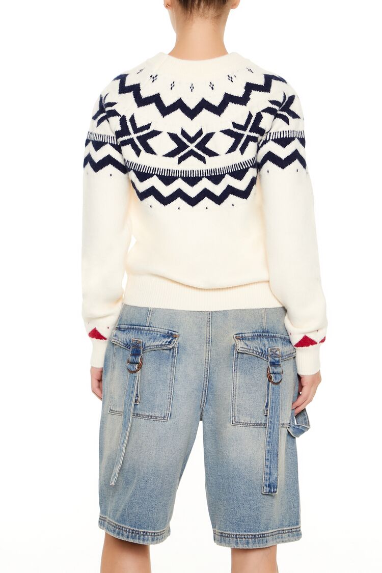  Forever 21 Geo Print Sweater - white multi - Bonton
