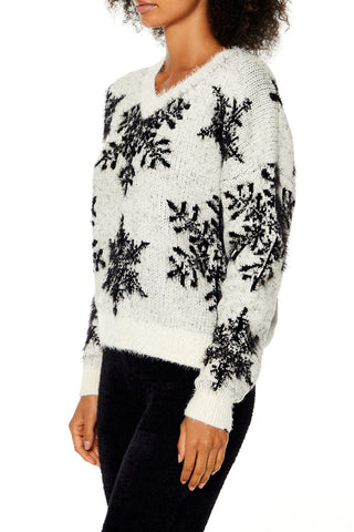 Fuzzy Knit Snowflake Sweater