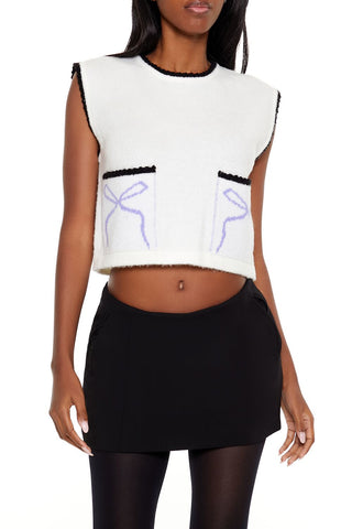 Cropped Bow Sweater Vest